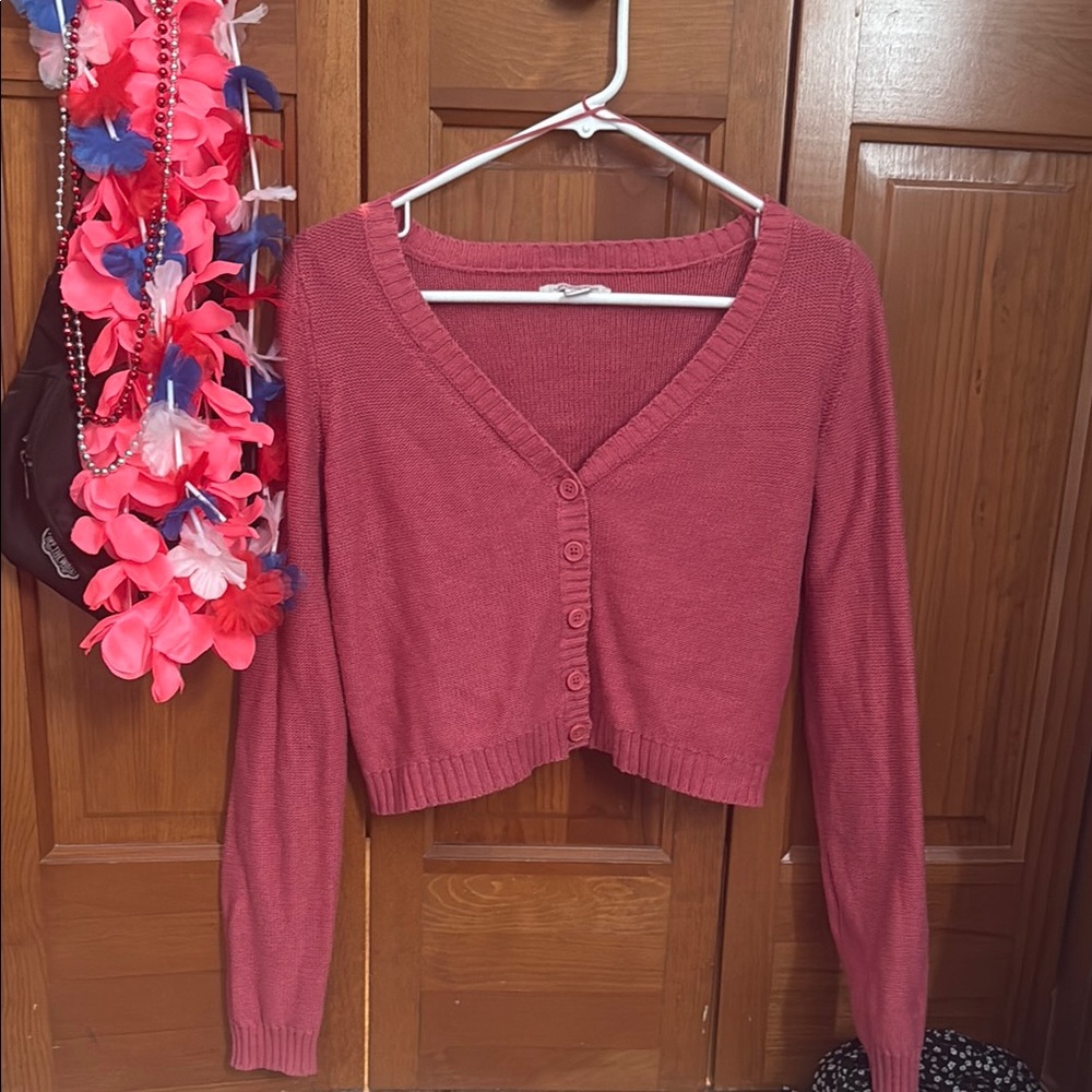 American Eagle Outfitters Pink Cardigan Sweater